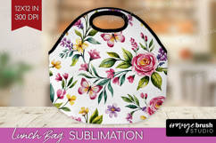 Summer Flowers Lunch Bag - Floral Lunch Bug PNG Sublimation Product Image 1