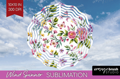 Summer Flowers Wind Spinner Sublimation PNG - Floral Round Product Image 1