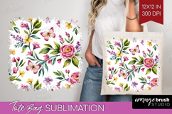Summer Flowers Tote Bag - Floral Tote Bag PNG Sublimation Product Image 1