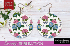 Summer Flowers Round Earrings - Floral PNG Sublimation Product Image 1