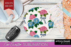 Summer Flowers Car Coaster - Floral Coaster PNG Sublimation Product Image 1