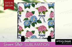 Summer Flowers Slate PNG - Floral Square Slate Sublimation Product Image 1