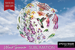 Summer Flowers Wind Spinner Sublimation PNG - Floral Round Product Image 1