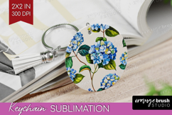 Summer Flowers Keychain PNG - Floral Keychain Sublimation Product Image 1