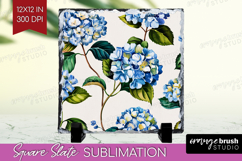 Summer Flowers Slate PNG - Floral Square Slate Sublimation Product Image 1