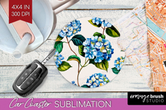 Summer Flowers Car Coaster - Floral Coaster PNG Sublimation Product Image 1