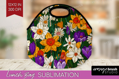 Summer Flowers Lunch Bag - Floral Lunch Bug PNG Sublimation Product Image 1