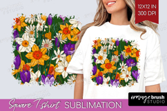 Summer Flowers Square Tshirt Background - Floral PNG Product Image 1