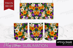 Summer Flowers Mug Wrap - Floral Mug PNG Sublimation Product Image 1