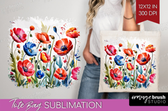 Summer Flowers Tote Bag - Floral Tote Bag PNG Sublimation Product Image 1