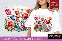 Summer Flowers Square Tshirt Background - Floral PNG Product Image 1