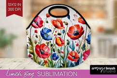 Summer Flowers Lunch Bag - Floral Lunch Bug PNG Sublimation Product Image 1