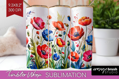 Summer Flowers Tumbler Wrap - Floral Tumbler PNG Sublimation Product Image 1