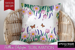 Summer Flowers Pillow Sublimation - Floral Pillow Cover PNG Product Image 1