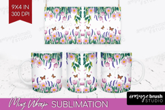 Summer Flowers Mug Wrap - Floral Mug PNG Sublimation Product Image 1