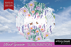 Summer Flowers Wind Spinner Sublimation PNG - Floral Round Product Image 1