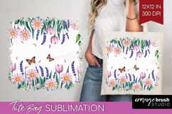 Summer Flowers Tote Bag - Floral Tote Bag PNG Sublimation Product Image 1