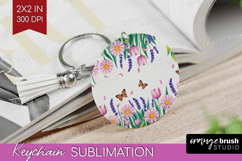 Summer Flowers Keychain PNG - Floral Keychain Sublimation Product Image 1