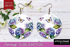 Summer Flowers Round Earrings - Floral PNG Sublimation Product Image 1