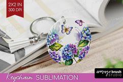 Summer Flowers Keychain PNG - Floral Keychain Sublimation Product Image 1