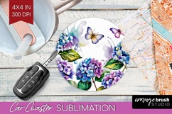 Summer Flowers Car Coaster - Floral Coaster PNG Sublimation Product Image 1