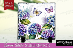 Summer Flowers Slate PNG - Floral Square Slate Sublimation Product Image 1