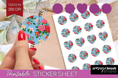 Summer Flowers Round Sticker - Floral Printable Sticker Product Image 1