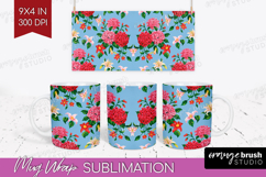 Summer Flowers Mug Wrap - Floral Mug PNG Sublimation Product Image 1