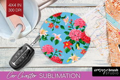 Summer Flowers Car Coaster - Floral Coaster PNG Sublimation Product Image 1