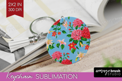Summer Flowers Keychain PNG - Floral Keychain Sublimation Product Image 1