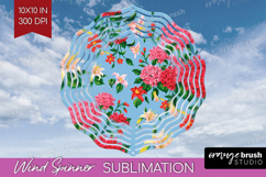 Summer Flowers Wind Spinner Sublimation PNG - Floral Round Product Image 1