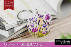 Summer Flowers Keychain PNG - Floral Keychain Sublimation Product Image 1