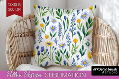 Summer Flowers Pillow Sublimation - Floral Pillow Cover PNG Product Image 1