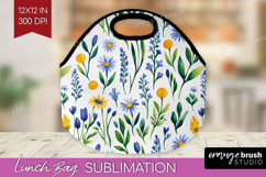 Summer Flowers Lunch Bag - Floral Lunch Bug PNG Sublimation Product Image 1