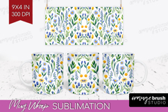 Summer Flowers Mug Wrap - Floral Mug PNG Sublimation Product Image 1
