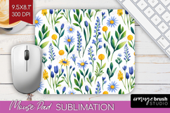 Summer Flowers Mouse Pad Sublimation - Floral Mousepad PNG Product Image 1