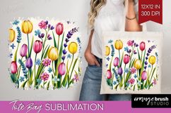 Summer Flowers Tote Bag - Floral Tote Bag PNG Sublimation Product Image 1