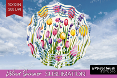 Summer Flowers Wind Spinner Sublimation PNG - Floral Round Product Image 1