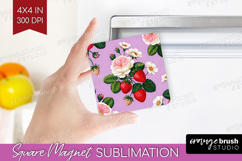 Summer Flowers Magnet Sublimation - Floral Square Magnet PNG Product Image 1