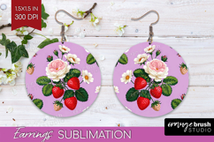 Summer Flowers Round Earrings - Floral PNG Sublimation Product Image 1