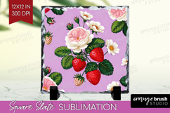 Summer Flowers Slate PNG - Floral Square Slate Sublimation Product Image 1