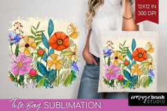 Summer Flowers Tote Bag - Floral Tote Bag PNG Sublimation Product Image 1