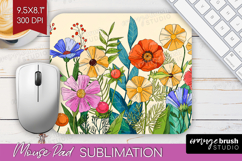 Summer Flowers Mouse Pad Sublimation - Floral Mousepad PNG Product Image 1