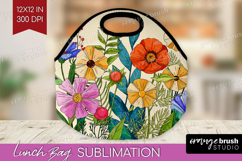 Summer Flowers Lunch Bag - Floral Lunch Bug PNG Sublimation Product Image 1
