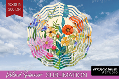 Summer Flowers Wind Spinner Sublimation PNG - Floral Round Product Image 1