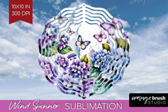Summer Flowers Wind Spinner Sublimation PNG - Floral Round Product Image 1