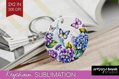 Summer Flowers Keychain PNG - Floral Keychain Sublimation Product Image 1
