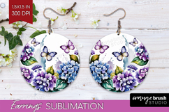 Summer Flowers Round Earrings - Floral PNG Sublimation Product Image 1
