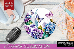 Summer Flowers Car Coaster - Floral Coaster PNG Sublimation Product Image 1