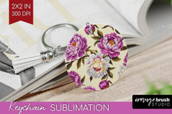 Summer Flowers Keychain PNG - Floral Keychain Sublimation Product Image 1